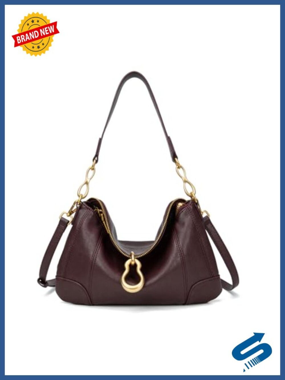 Small Hobo Shoulder Bag PU Leather Satchel Purse Faux Suede Lining